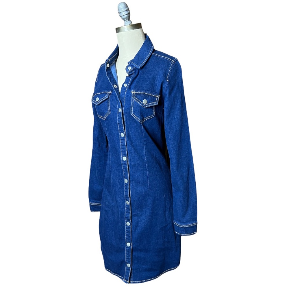 Missguided Long Sleeve Button Denim Dress size 6 - Picture 3 of 16